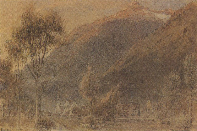 Albert goodwin,r.w.s The Town of Fluelen,Switzerland (mk37)